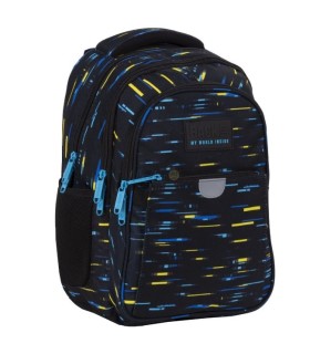 Plecak trzykomorowy dla chłopca z klas 0-3 DERFORM BACKUP czarny w paski