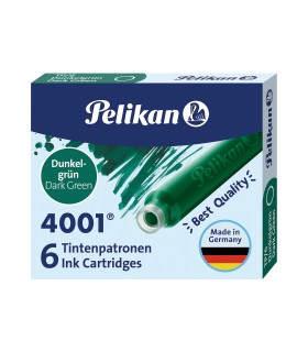Naboje do piór krótkie zielone PELIKAN opakowanie 6 sztuk