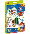 18 kredek ołówkowych trójkątnych z grubym grafitem 4 mm Bambino + temperówka
