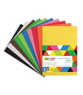 ARKUSZE PIANKOWE kreatywne A4 MIX 10 kolorów, grubość 2mm HAPPY COLOR