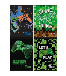 4X ZESZYT A5 32 KARTKI, W TRZY LINIE, GAMER ST.RIGHT DLA CHŁOPCA