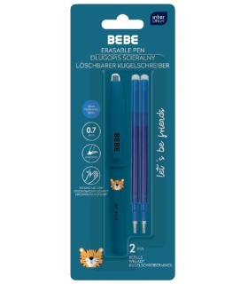 DŁUGOPIS WYMAZYWALNY 0,7 MM BEBE NIEBIESKI + 2 WKŁADY INTERDRUK