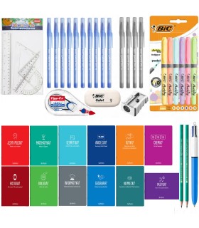 MEGA zestaw wyprawka szkolna do klas 7-8 i liceum, BIC, XXL 41 elementów w tym 12 zeszytów przedmiotowych
